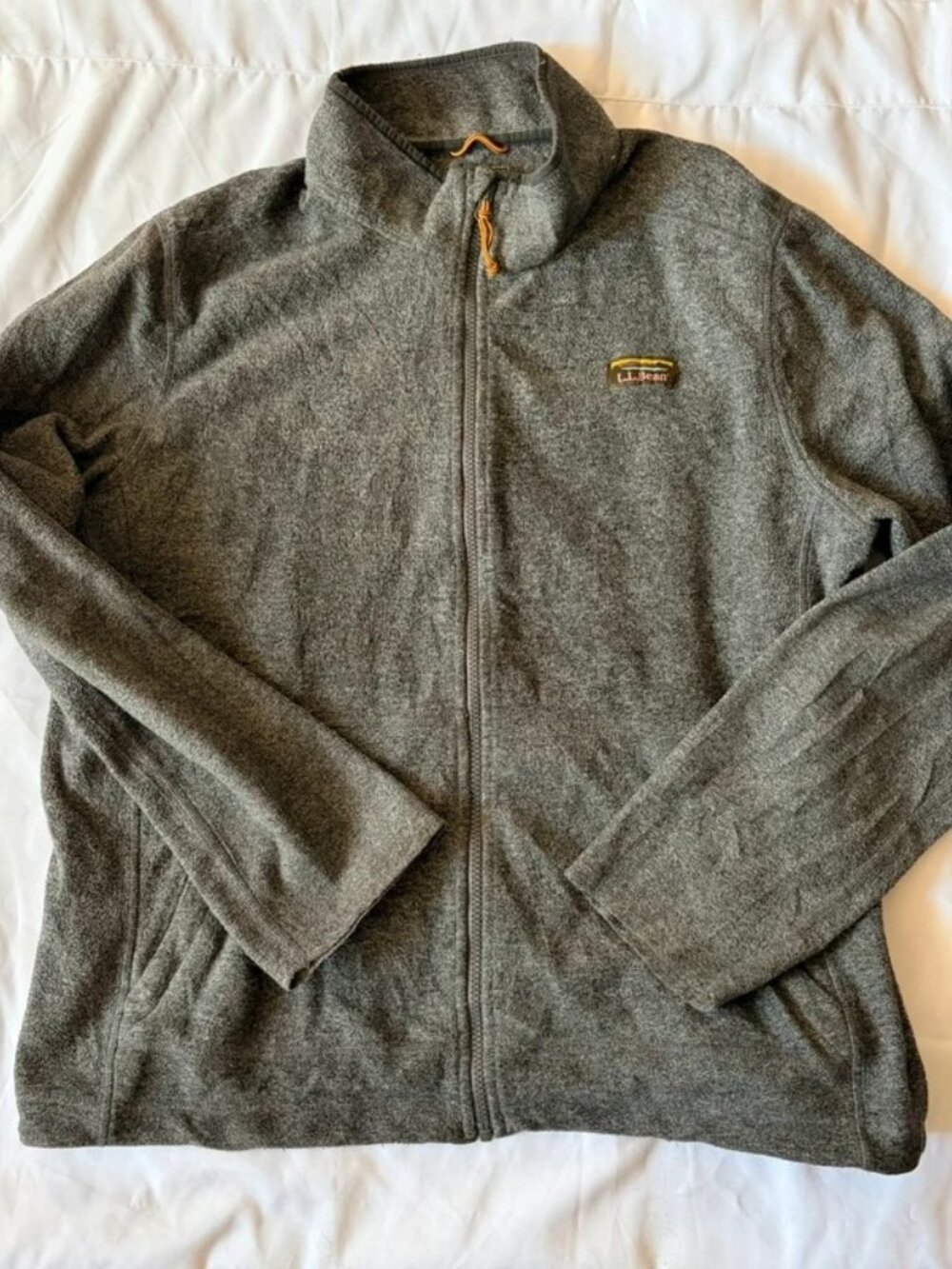 Men's Gray Full Zip Fleece Jacket with Embroidered Chest Logo Size L